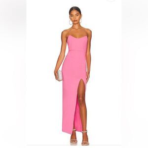 Superdown Ryleigh strapless maxi dress hot pink maxi gown stretch Revolve